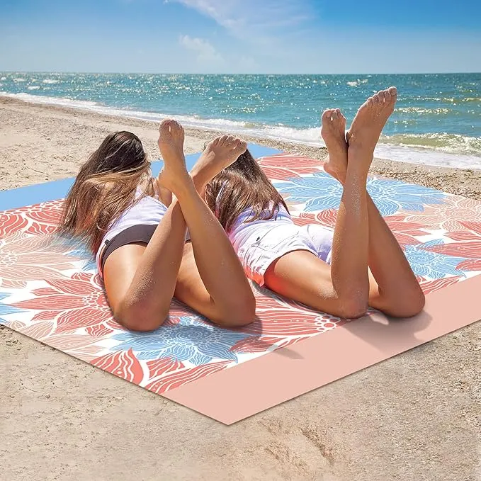 Beach Blanket Waterproof Sandproof Extra Large Beach Mat 79" X 83"/120"x108"for 1-8 Adults Quick Drying Durable Outdoor Picnic Mat for Beach Travel Camping Hiking