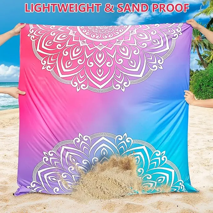 Beach Blanket Waterproof Sandproof Extra Large Beach Mat 79" X 83"/120"x108"for 1-8 Adults Quick Drying Durable Outdoor Picnic Mat for Beach Travel Camping Hiking