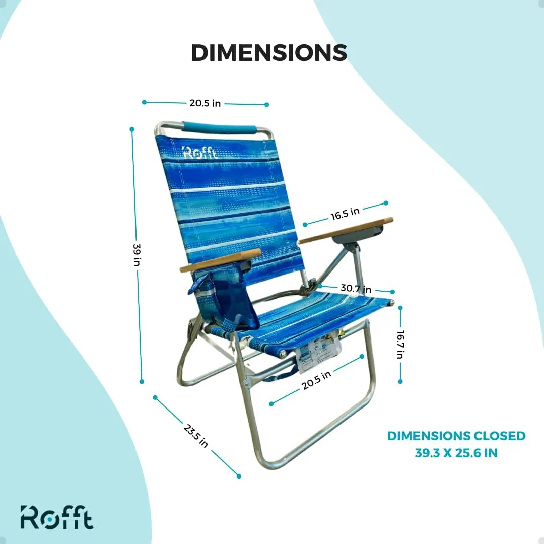 Beach Chair, 7-Position Reclining, Heavy Duty, Folding with Backpack Straps, Cup Holders and Storage, high from Ground, for Seniors