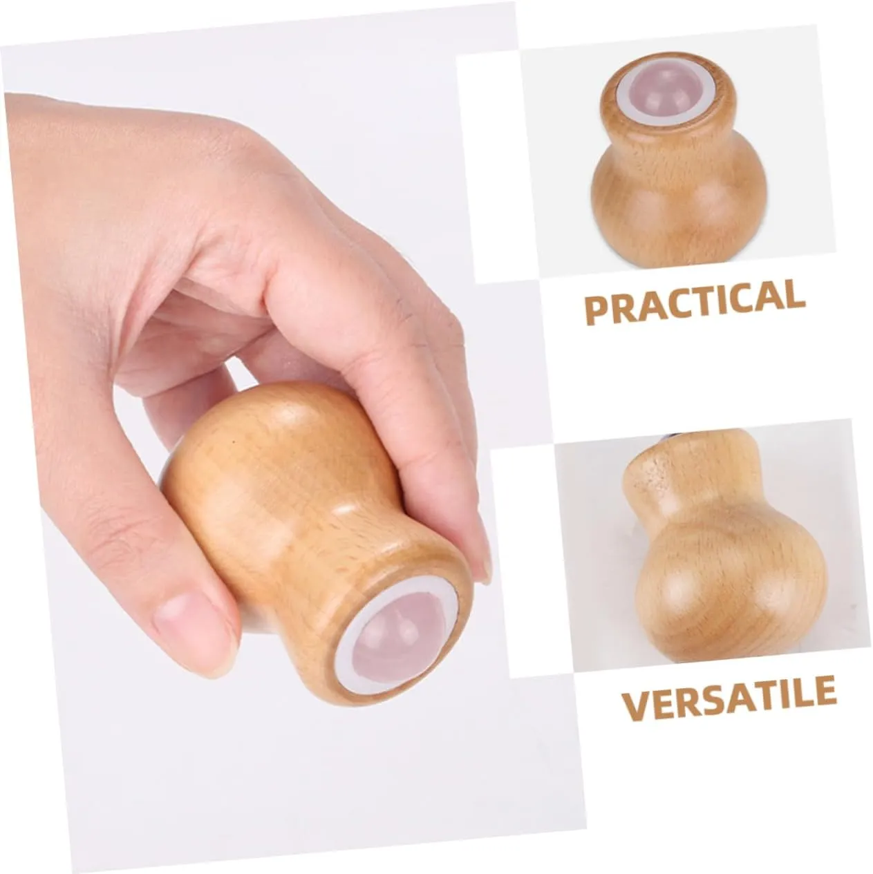 Beaupretty 3pcs Face Roller for Beauty Tools Wood Handle Jade Facial Massage Roller for Skin