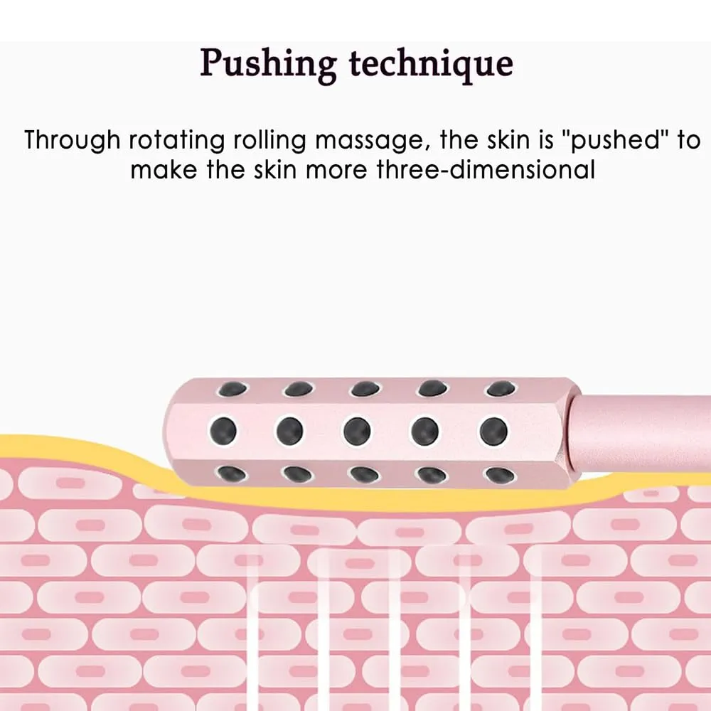 Beauty Roller, Elarique Glow Sculpting,Arrily Face Wand,Portable with Ergonomic Handle, for Skincare (24 Light Pink)