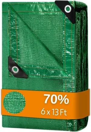 BeGrit Shade Cloth for Garden 70% 6x13ft with Grommets Sunblock Sun Mesh UV Resistant Net for Plants,Greenhouse,Patio,Chicken Coop(Green)