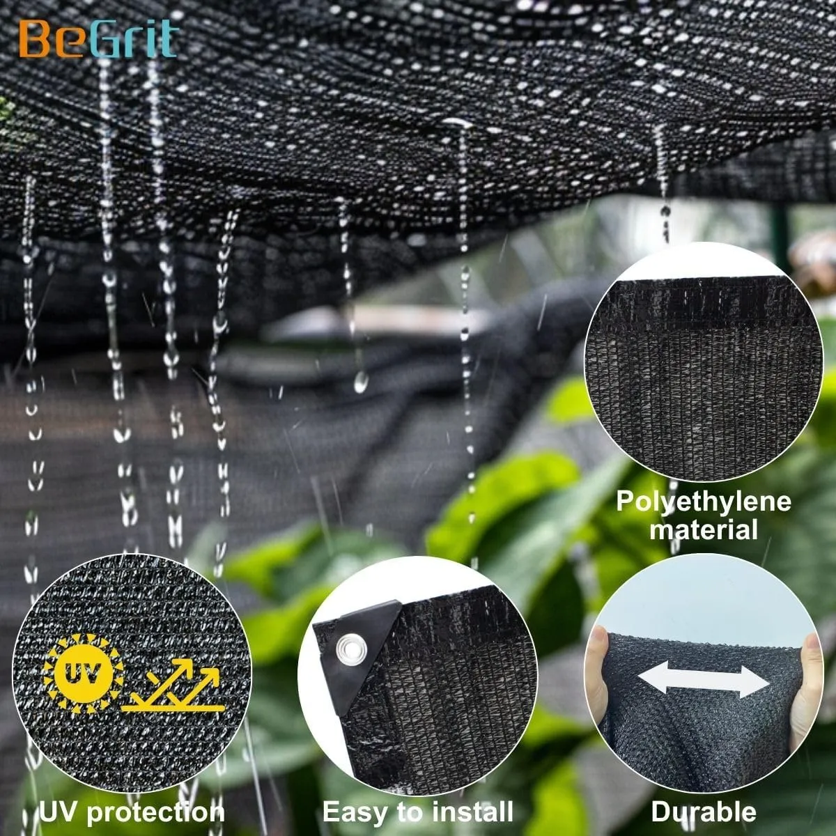 BeGrit Shade Cloth for Garden 90% 10x20ft with Grommets Sunblock Sun Mesh UV Resistant Net for Plants,Greenhouse,Patio,Chicken Coop(Black)