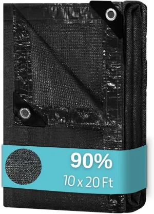 BeGrit Shade Cloth for Garden 90% 10x20ft with Grommets Sunblock Sun Mesh UV Resistant Net for Plants,Greenhouse,Patio,Chicken Coop(Black)