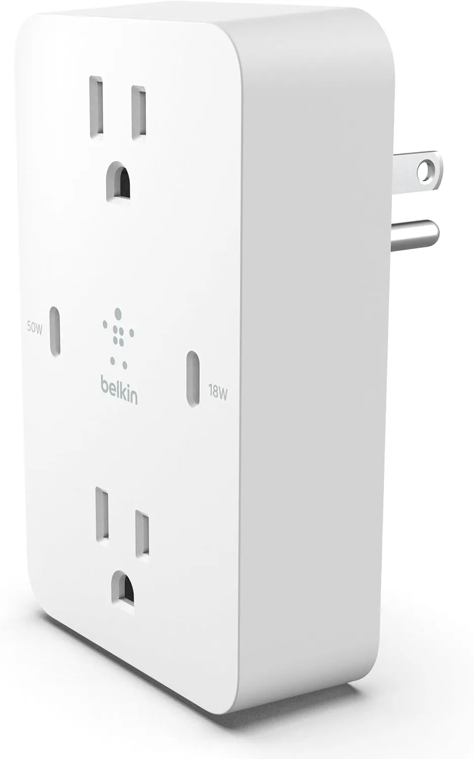 Belkin Multi-Outlet Extender, Fast Charging USB-C Plug Adapter - Safe Charge for MacBook Pro, Chromebook, Apple iPhone 16, 15, 14, Samsung Galaxy S25, Nintendo Switch 2, & More - White