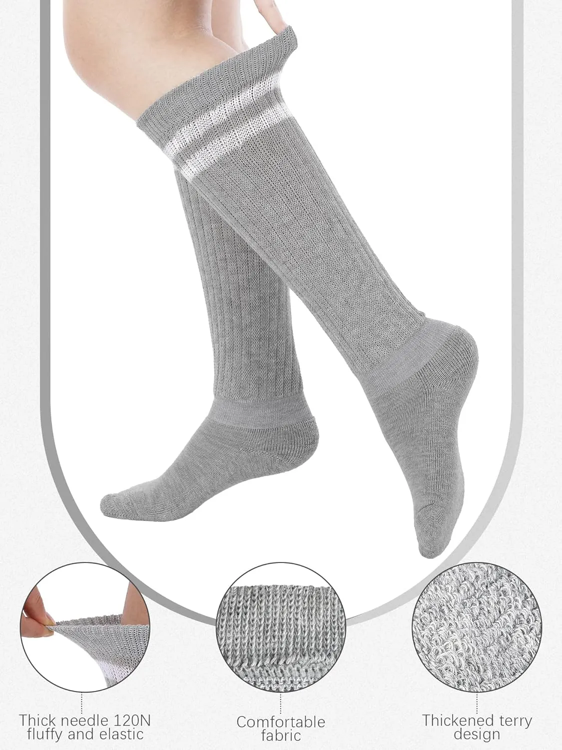 Bencailor 6 Pairs Women Slouch Socks Cotton Knit Scrunch Stacked Boot Socks for Women Men