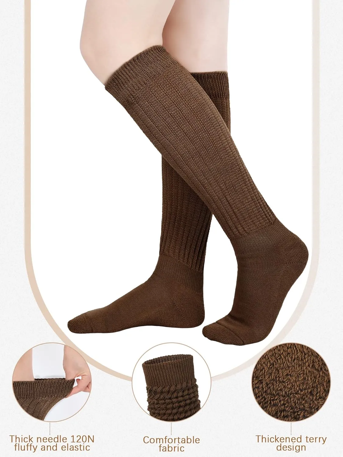 Bencailor 6 Pairs Women Slouch Socks Cotton Scrunch Stacked Knee Boot Socks for Women Men 80s 90s