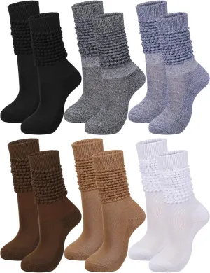 Bencailor 6 Pairs Women Slouch Socks Cotton Scrunch Stacked Knee Boot Socks for Women Men 80s 90s