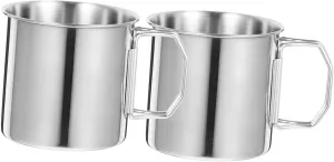 BESPORTBLE Camping Cup Set 2pcs Stainless Steel Collapsible Mugs Water Tea Coffee Mug Portable Outdoor Cup for Camping Hiking