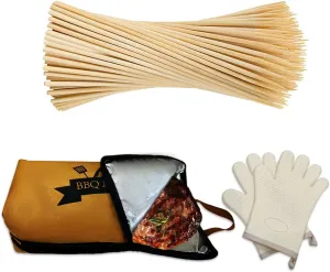 BETESINE 36" Marshmallow Roasting Sticks & 21in BBQ Meat Resting Blanket Combo – Perfect for Grilling, BBQ, and Campfire Cooking – Ideal for Hot Dogs, Sausages, Brisket