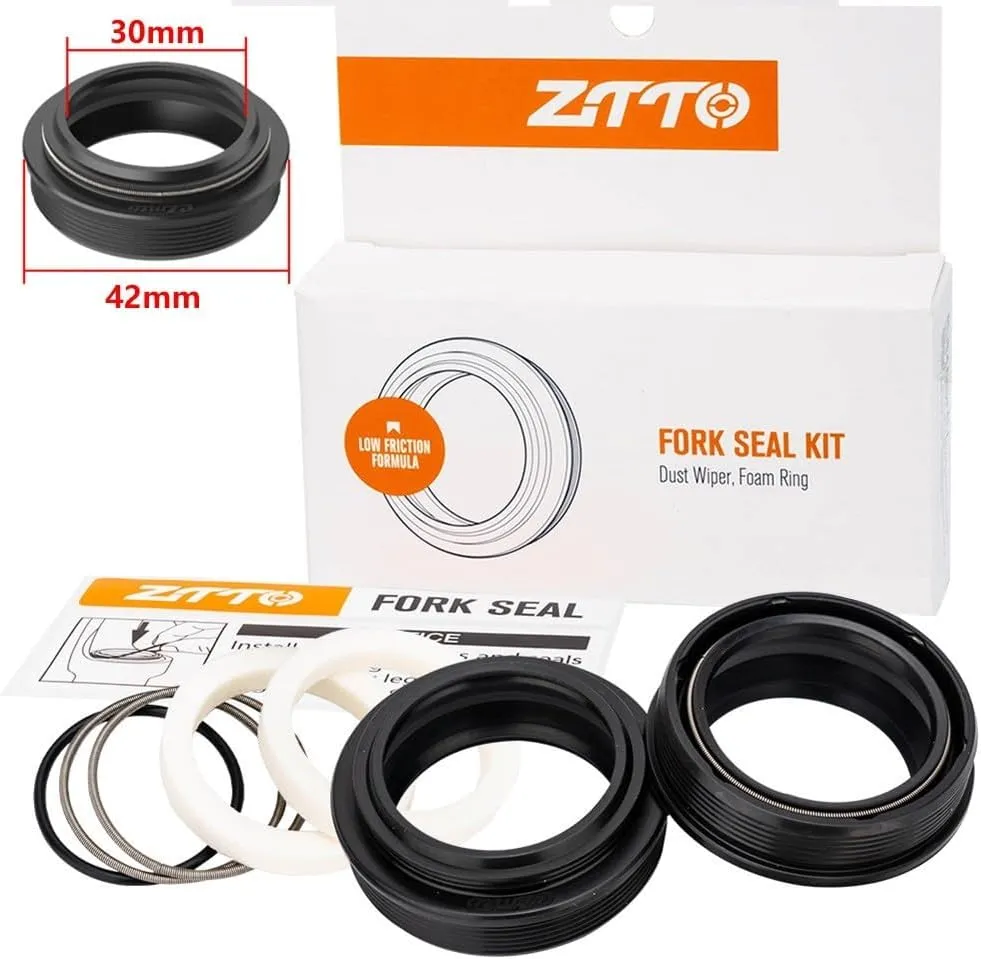 Bicycle Fork Dust Seal 30-40mm, Fork Oil Seals Kit Fit For FOX, For ROCKSHOX, For MANITOU, For SR SUNTOUR, Bicycle Front Fork Seal Kit, Front Fork Shock Oil Seal And Dust Seal Set(40x53mm) (30x42mm)