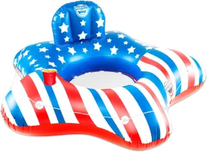 BigMouth Inc America River Tube, Inflatable Chair Float with Drink Holder, Water Toy for 4th of July - Two Seater