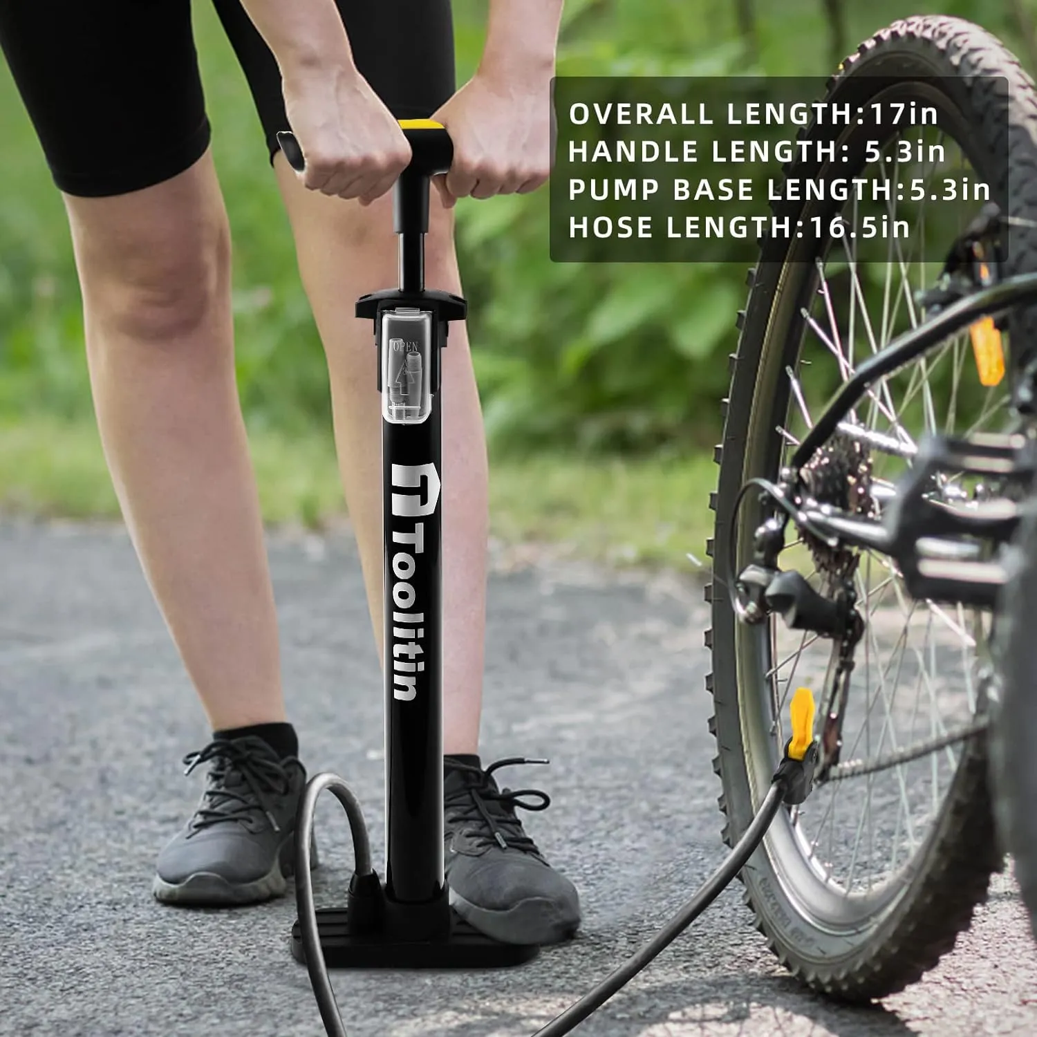 Bike Pump with Gauge,High Pressure,Floor Bicycle Pump Compatible with Presta and Schrader Valve,Bike Tire Pump for Road Bike,MTB,Hybrid,Balls…