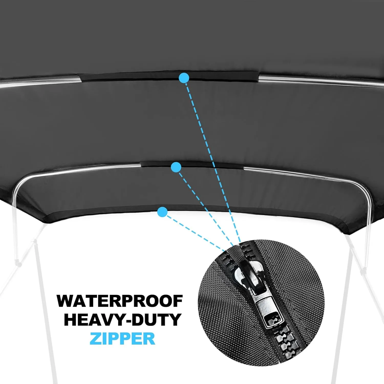 Bimini Top Replacement Canvas with Light Hole for Boat, 4 Bow 8L 79-84W Bimini Top Cover with Storage Boot, 900D Heavy Duty Waterproof Marine Polyester, Without Frame, Black