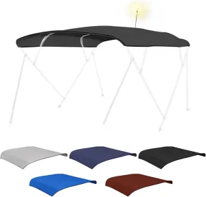 Bimini Top Replacement Canvas with Light Hole for Boat, 4 Bow 8L 79-84W Bimini Top Cover with Storage Boot, 900D Heavy Duty Waterproof Marine Polyester, Without Frame, Black