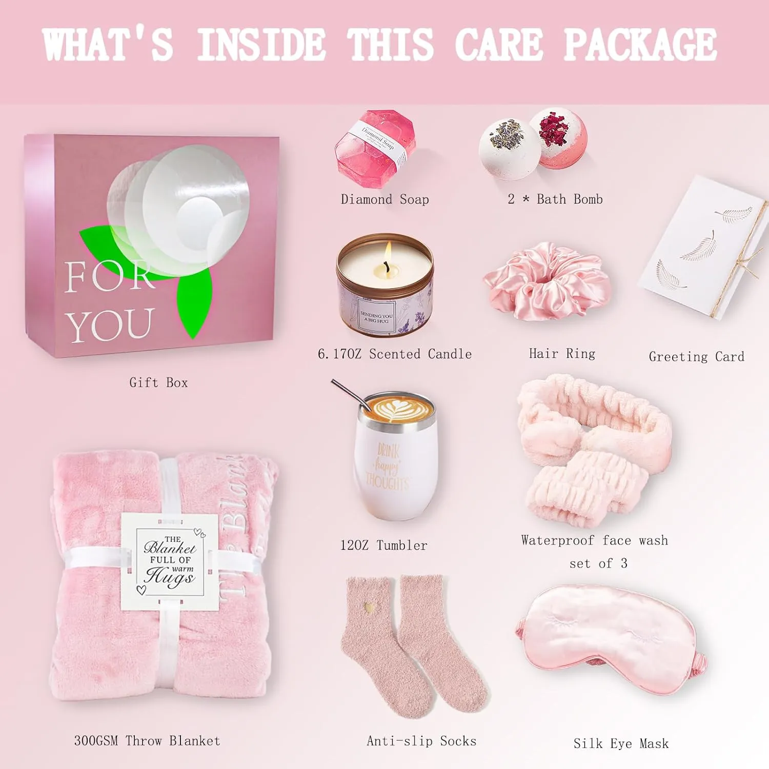 Birthday Gifts for Women, Get Well Soon & Self Care Gifts for Women, Relaxing Spa Gifts Basket with Luxury Flannel Blanket, Thanks Mothers Day Gifts for Mom Her Friend Sister Wife Grandma