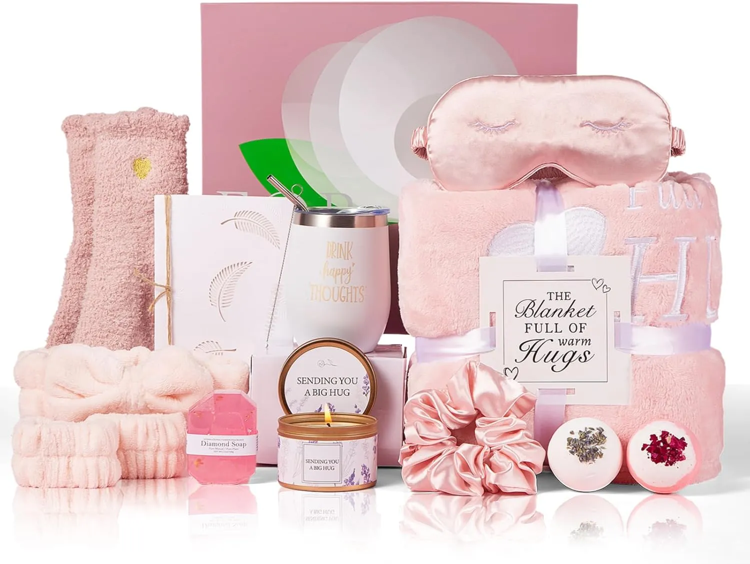 Birthday Gifts for Women, Get Well Soon & Self Care Gifts for Women, Relaxing Spa Gifts Basket with Luxury Flannel Blanket, Thanks Mothers Day Gifts for Mom Her Friend Sister Wife Grandma
