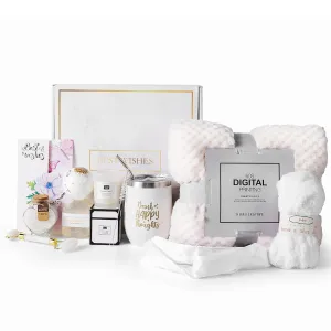 Birthday Gifts For Women, Self Care Gifts For Women - Jade Roller, 10 in 1 Spa Basket Care Package, Get Well Soon Gifts w/ Plush Blanket, Relaxing Spa Gift Basket, Birthday Gift Basket For Mom Wife
