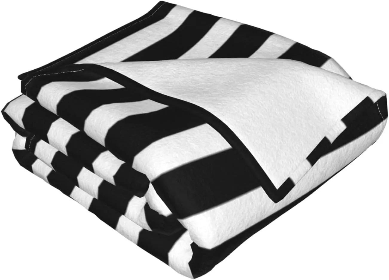 Black & White Stripes 80"X60" Flannel Blanket - 100% Soft Polyester, Lightweight and Warm, Suitable for Families, Camping, Travel
