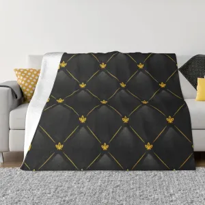 Black and Gold 60"X50" Flannel Blanket - 100% Soft Polyester, Lightweight and Warm, Suitable for Families, Camping, Travel