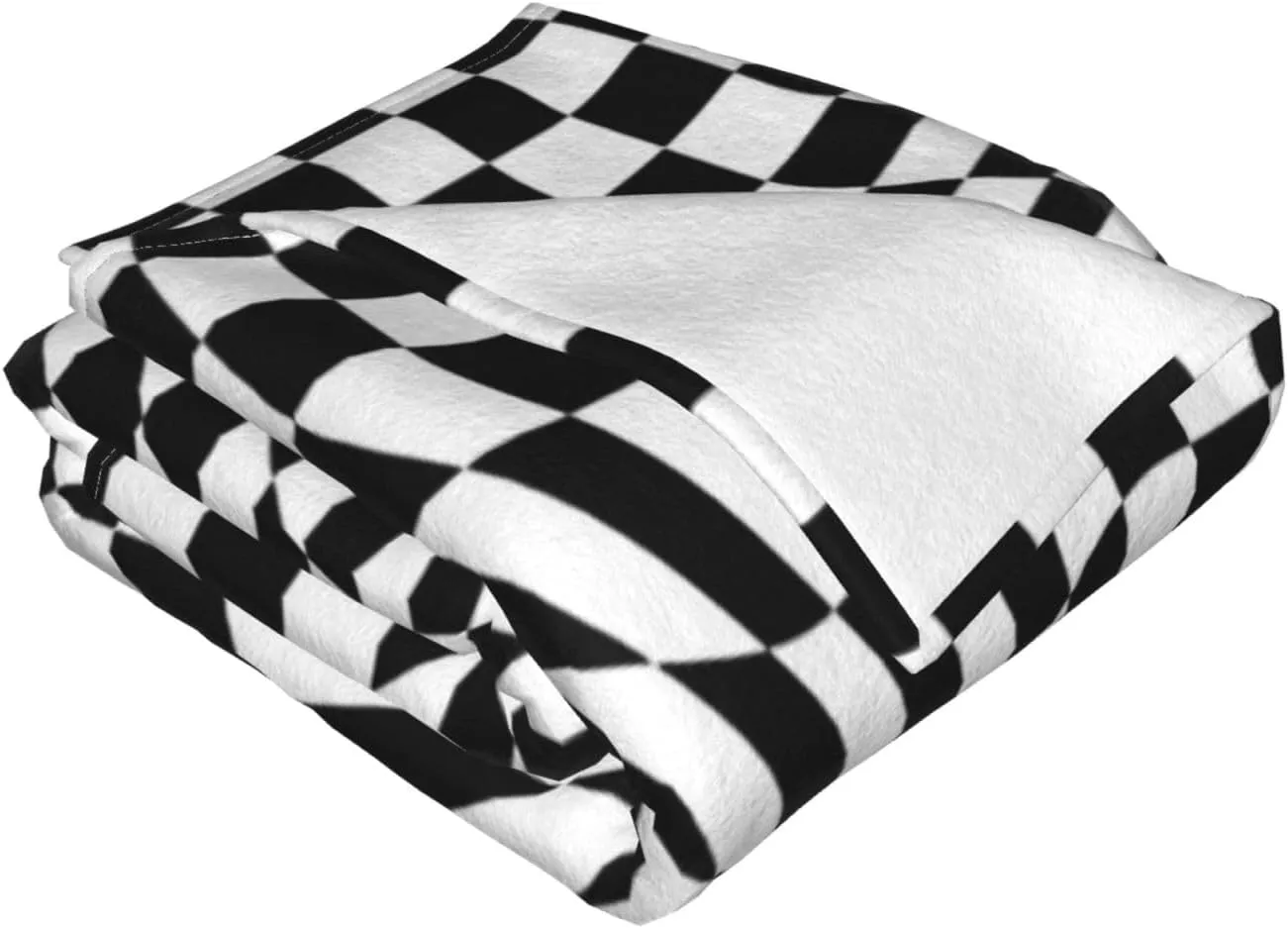 Black and White Checkered Wrap Pattern 60"X50" Flannel Blanket - 100% Soft Polyester, Lightweight and Warm, Suitable for Families, Camping, Travel