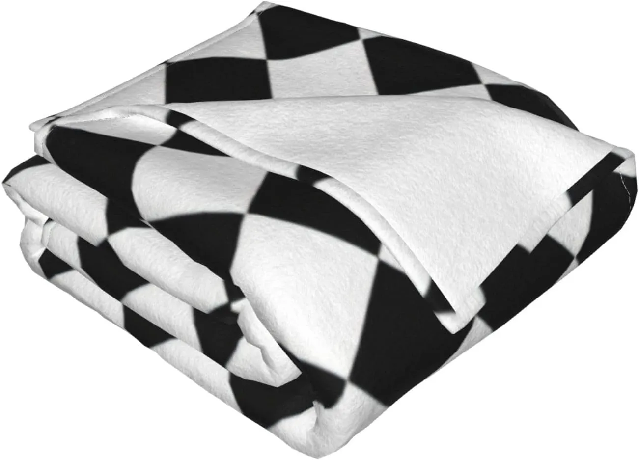 Black and White Diamond Pattern 60"X50" Flannel Blanket - 100% Soft Polyester, Lightweight and Warm, Suitable for Families, Camping, Travel