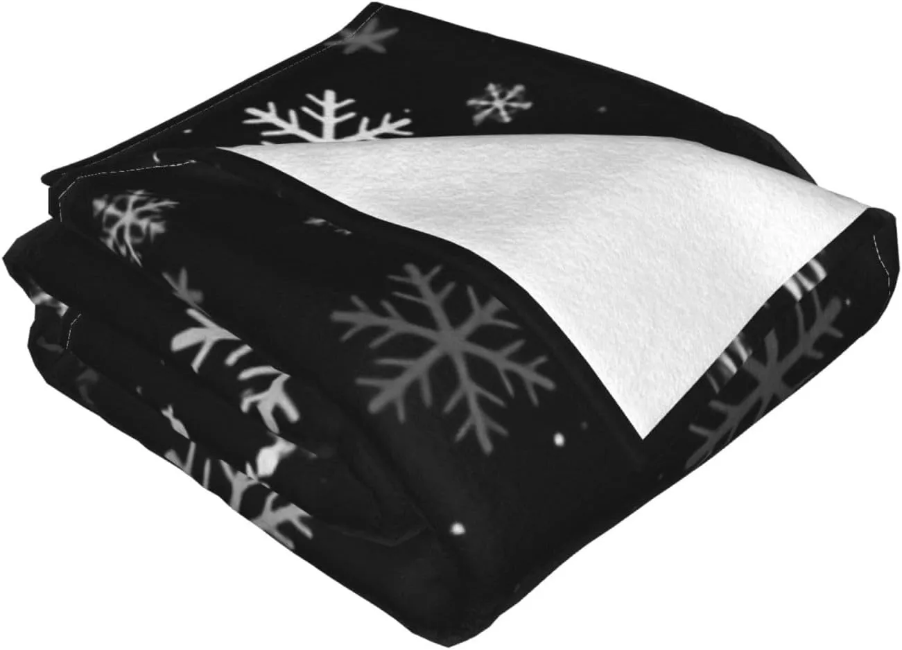 Black and White Snowflakes Winter 60"X50" Flannel Blanket - 100% Soft Polyester, Lightweight and Warm, Suitable for Families, Camping, Travel