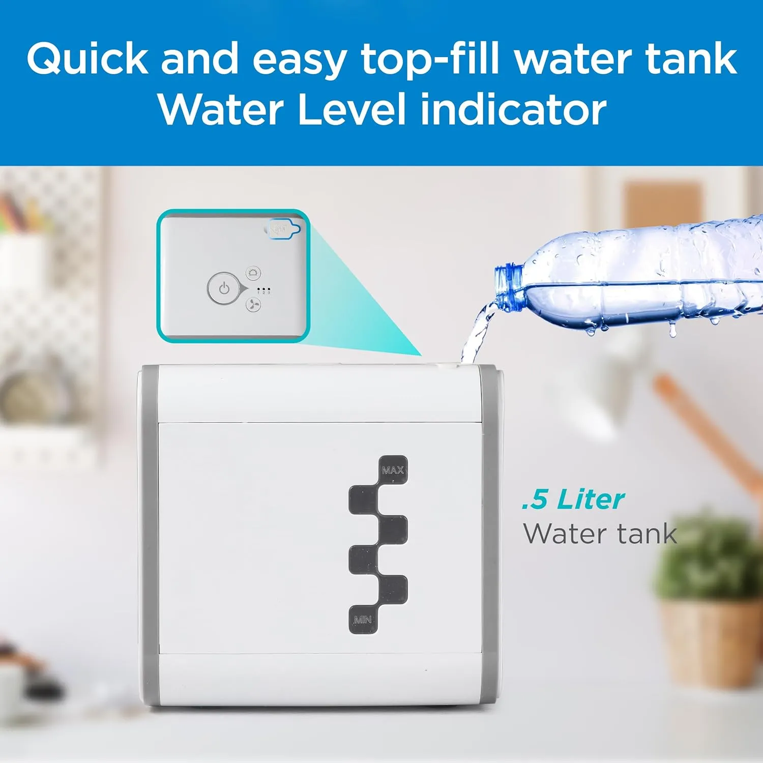 BLACK DECKER Desktop Air Cooler, Personal Portable Fan with 3-Speeds, Evaporative Air Cooler with 0.5L Water Tank, Air Cooler Fan for Desk, Home, Office, Bedroom, and more, BDMC10, White/Gray