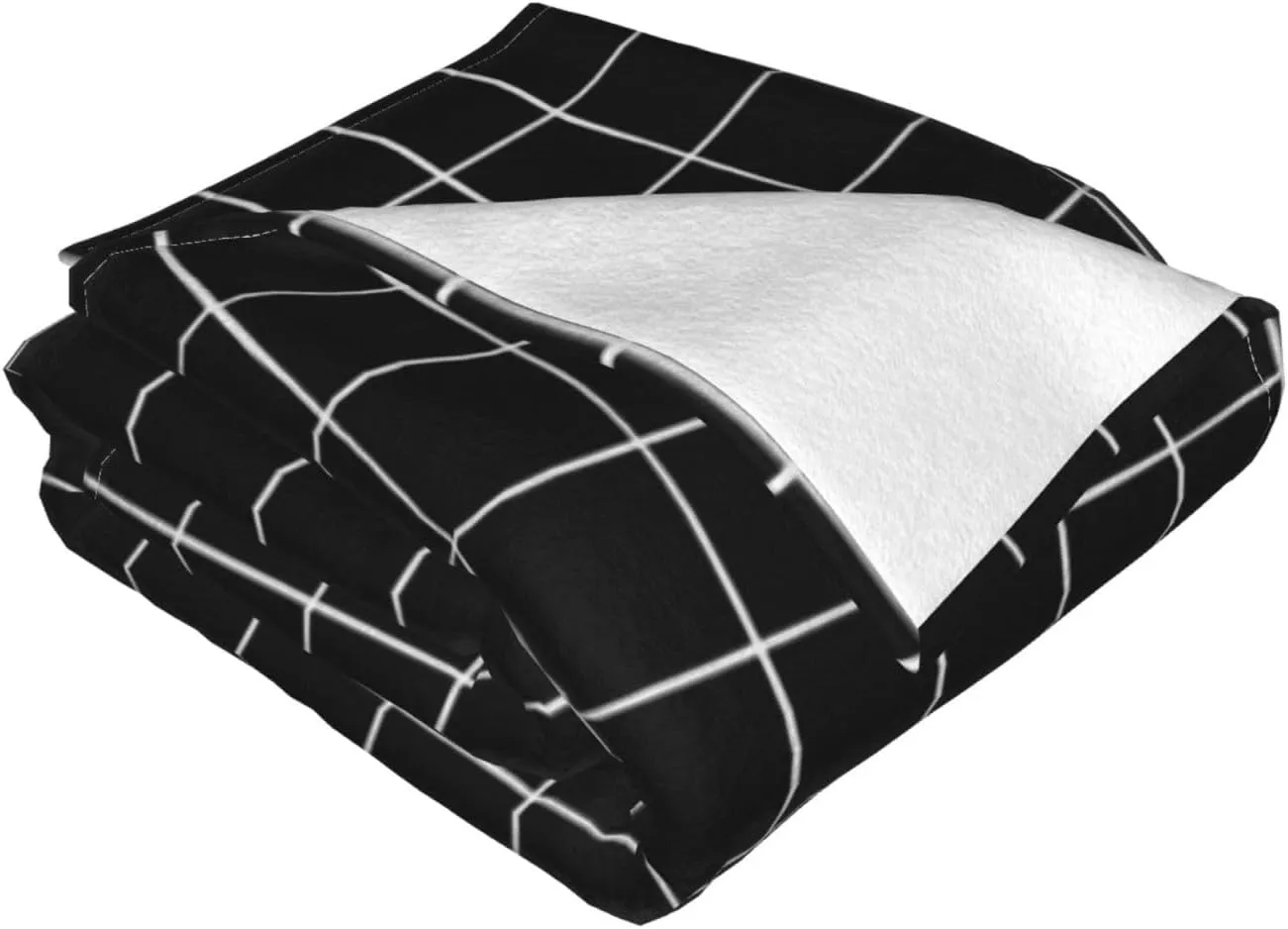 Black Grid 60"X50" Flannel Blanket - 100% Soft Polyester, Lightweight and Warm, Suitable for Families, Camping, Travel