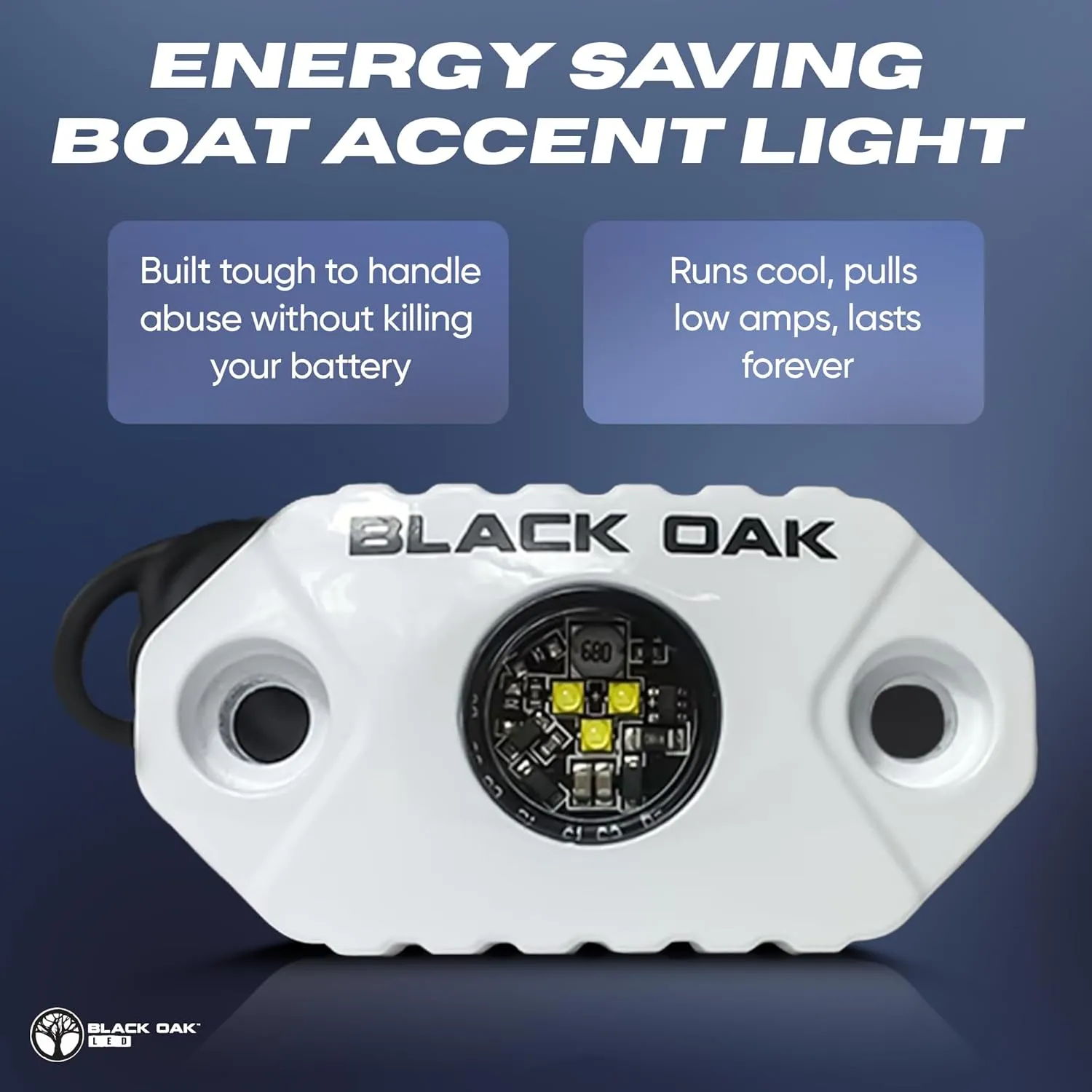 Black Oak LED Marine LED Boat Light Marine Accent Lights – Fishing Lights, Courtesy Lights, Deck Lights Dimmable White Lights – Boat Lighting for Fishing, Pontoon,Kayak,Yacht,Sailboat
