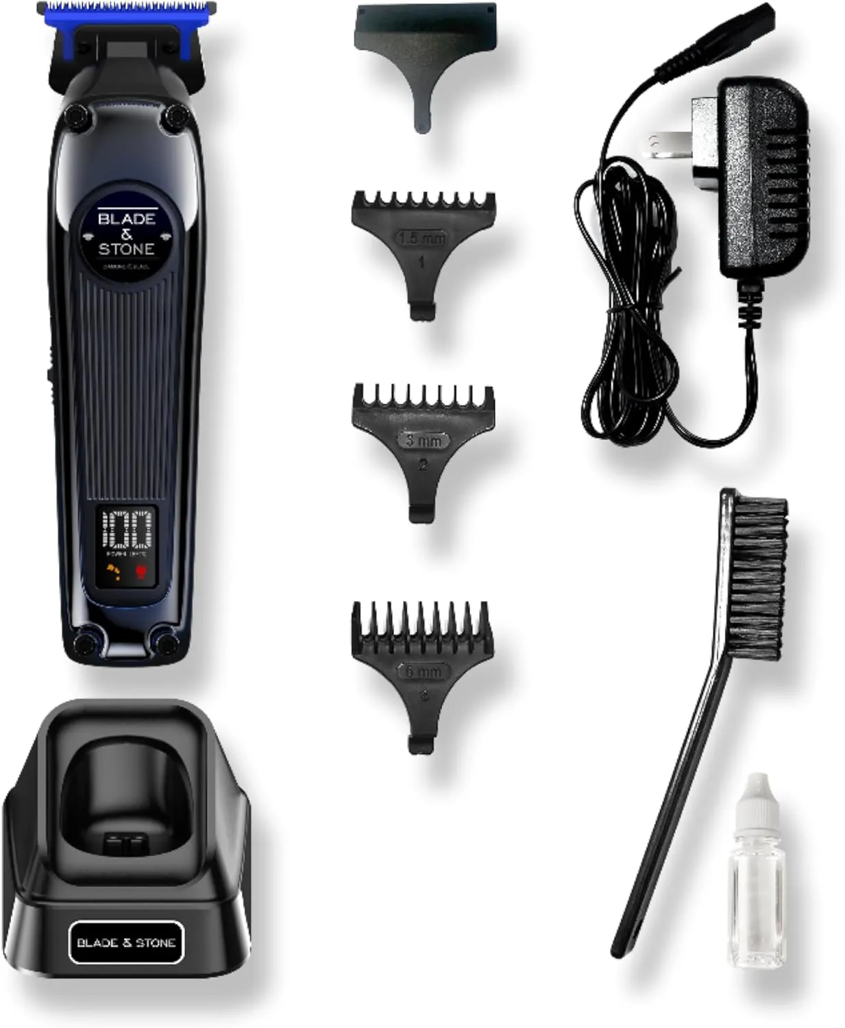 Blade & Stone Professional Hair Trimmer for Men PT301 | Diamond-S Blade | Micro-Gap Tech | 7200 RPM Durable Motor, All-Metal, Cordless Hair Trimmer - Dark Night