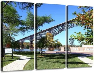 blaverr 3 Panel Wall Art Modern Artworks for Home Decor Canvas Prints Walkway Over The Hudson State Historic Park Pictures for Living Room Bedroom Decoration, Ready to Hang