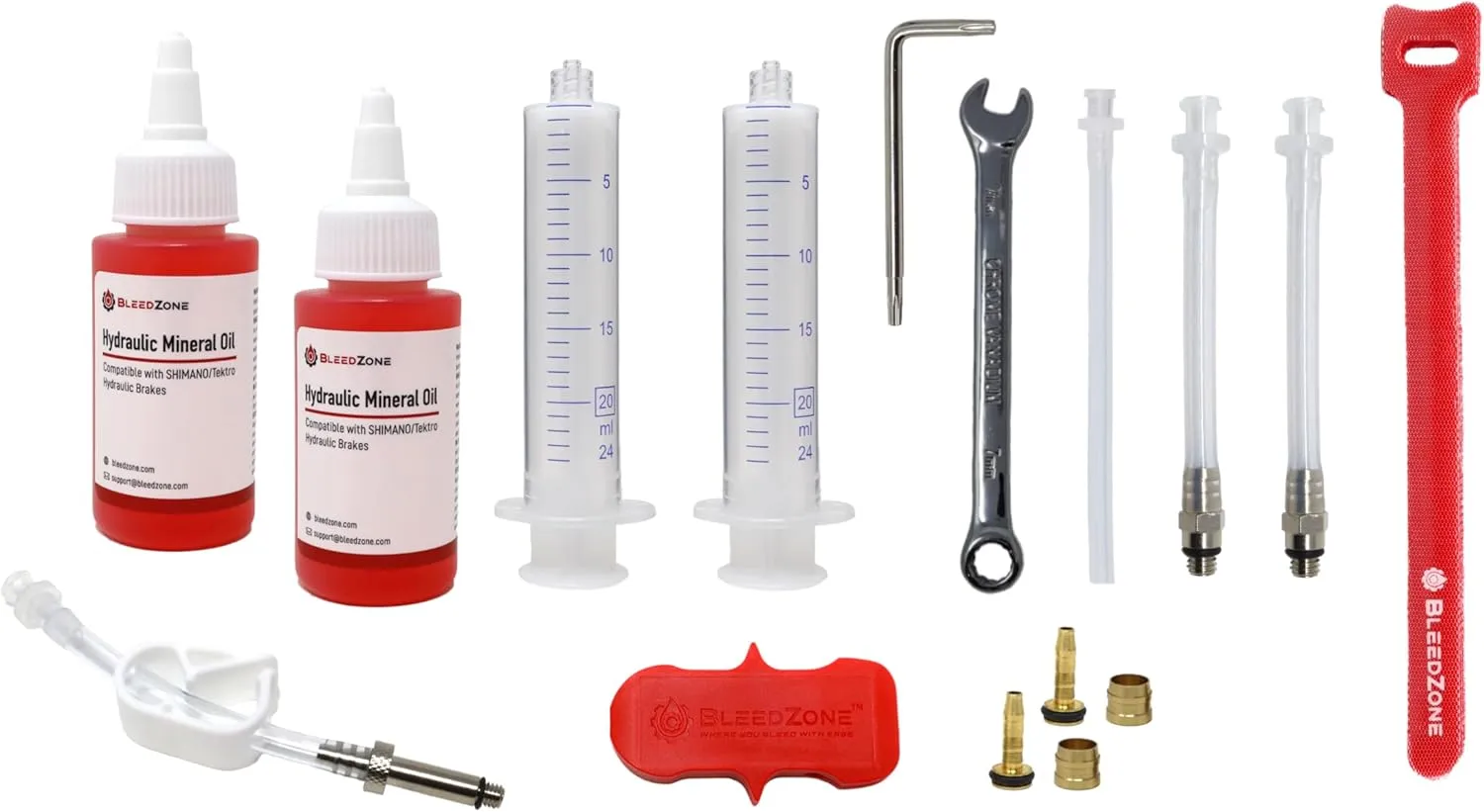 BleedZone - Master Bleed Kit Designed for Tektro TRP Hydraulic Brakes with 120ml Mineral Oil and Tools, Bleed Kit for TRP Brakes, Bike Brake Bleed Kit, Built for Tektro Hydraulic Brakes