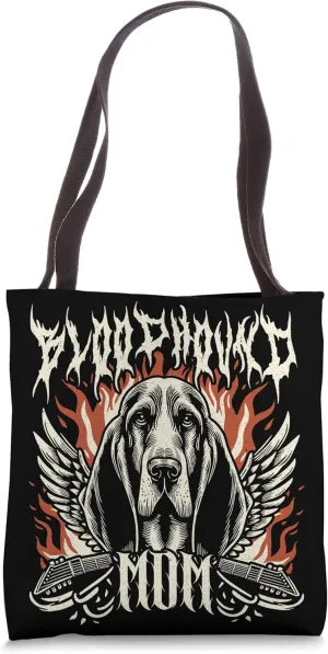 Bloodhound Mom Heavy Metal Wings Fire Cool 80s & 90s Retro Tote Bag