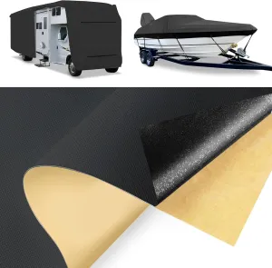 Boat Cover Repair Kit, 600D Super Stick Self-Adhesive Boat Cover Patch Repair Kit for Repairing Pool Cover, RV Cover, Awning, Waterproof Heavy Duty Canvas Repair Kit Black, 15" x 10",2 Pcs