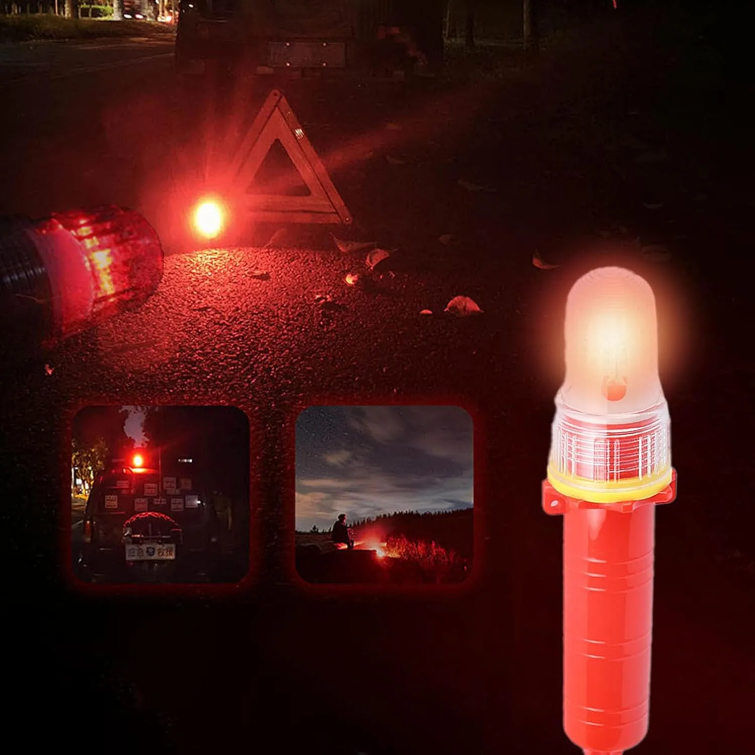 Boat Flares, Boat Flares Coast Guard Approved Marine, Emergency Safety Kit for Boating, Intelligent Light Control Waterproof Emergency Flares for Fishing Nets, Buoys (3PC Red_02)