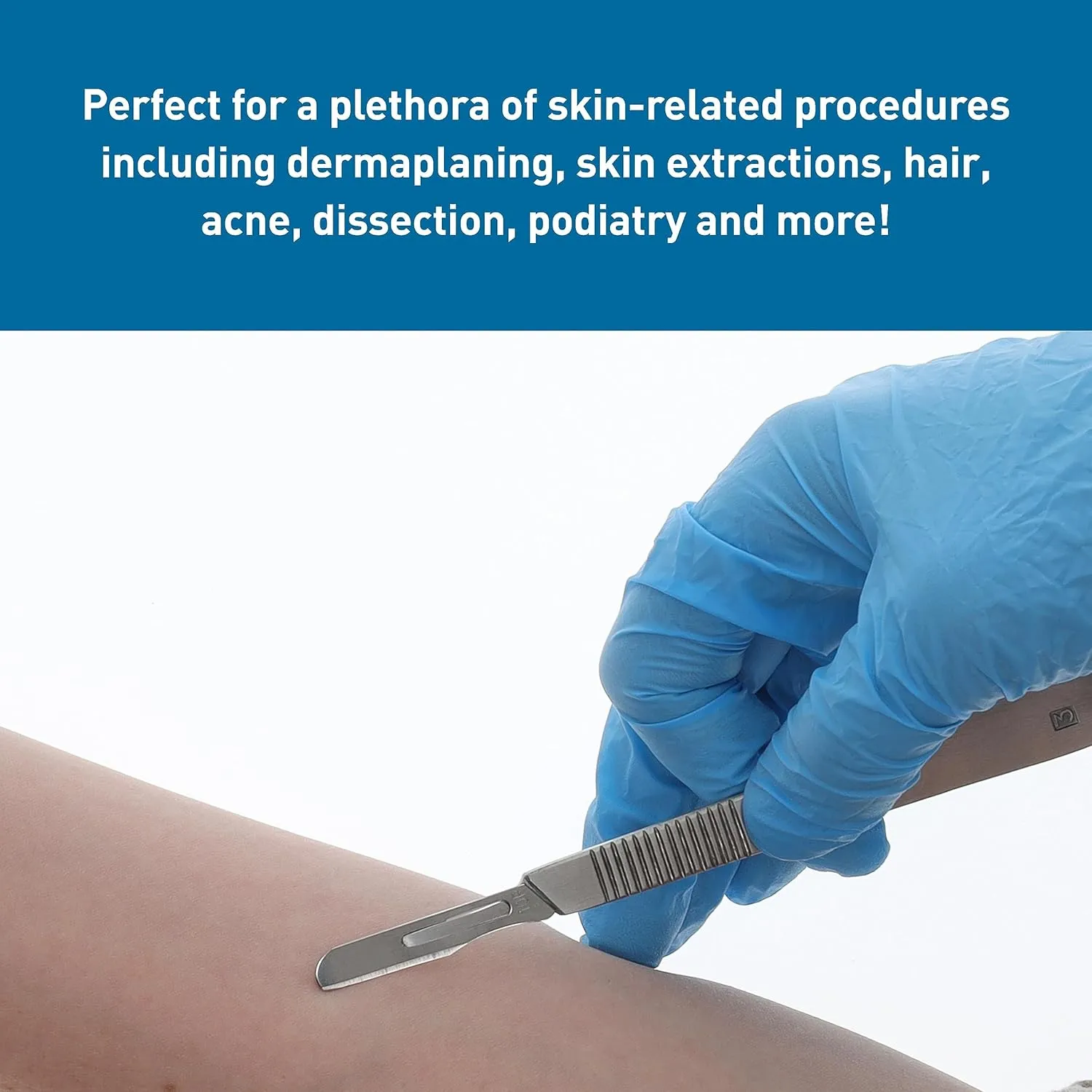 BodyMed Dermaplaning Blades #10R in Stainless Steel, 100 PCS - Disposable, Sterile Scalpel Blades for Estheticians, Facial Exfoliation, Hair Removal, Skin Care, Surgical & Podiatry Use