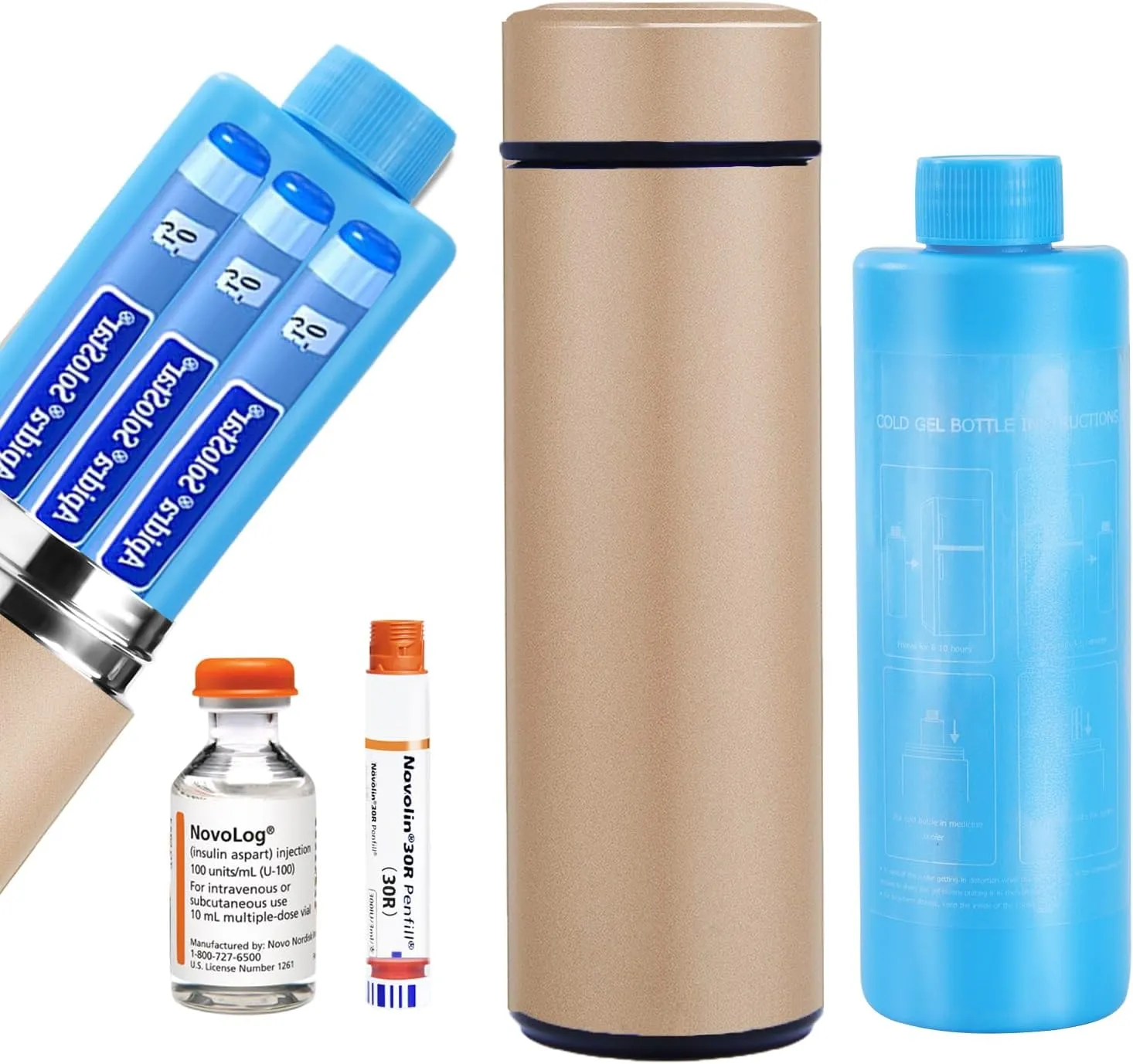 Bogush 60H Diabetic Medicine Cooling Bag Insulin Pen Cooler Travel Case 3 Pens Medical Cooler Box TSA Approved Epipen Carry Case with Biogel Ice Pack (Champagne Gold)