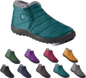 Boojoy Winter Boots, Warm Non-Slip Ankle Boots, Waterproof Slip on Outdoor Winter Fur Lined Warm Booties, Unisex Snow Boots