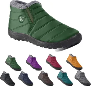 Boojoy Winter Boots, Warm Non-Slip Ankle Boots, Waterproof Slip on Outdoor Winter Fur Lined Warm Booties, Unisex Snow Boots