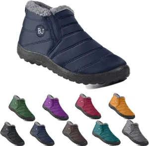 Boojoy Winter Boots, Warm Non-Slip Ankle Boots, Waterproof Slip on Outdoor Winter Fur Lined Warm Booties, Unisex Snow Boots