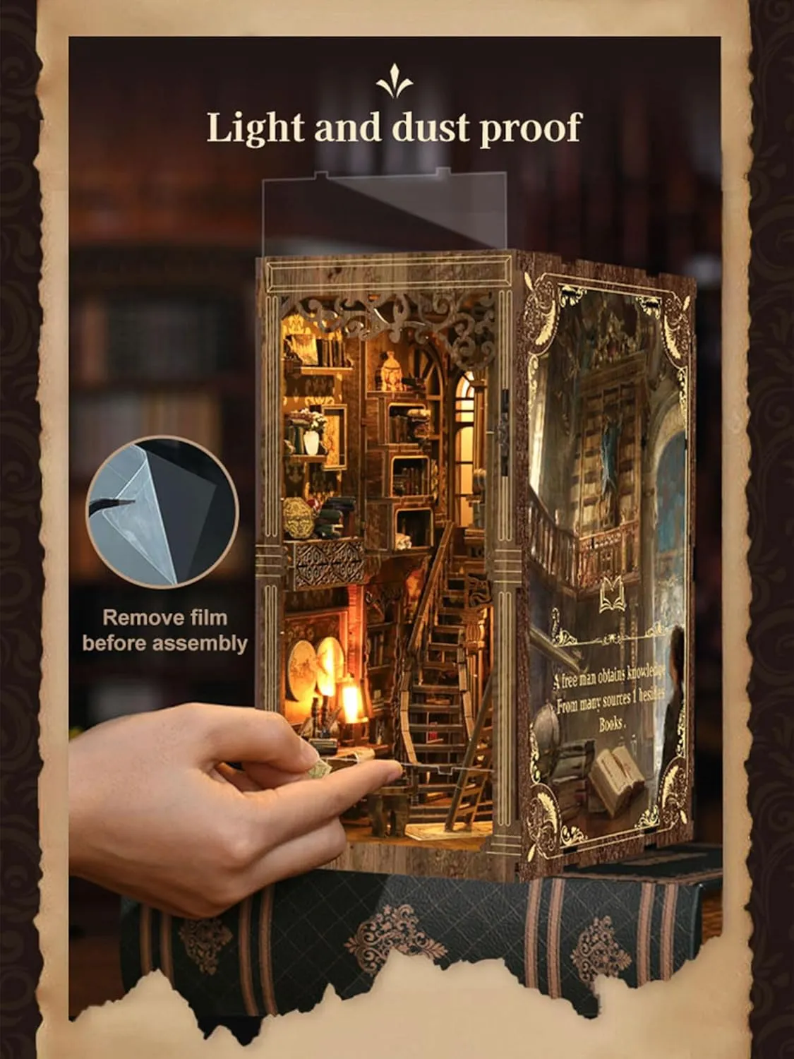 Book Nook Kit - DIY Miniature House Dollhouse Kit for Adults and Teens Booknook 3D Wooden Puzzle Creative Bookshelf Décor Decorative Bookend Antique Book Collection Room