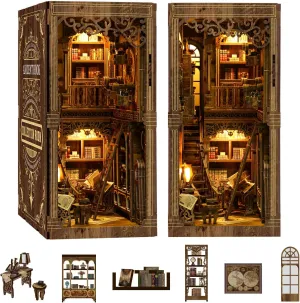 Book Nook Kit - DIY Miniature House Dollhouse Kit for Adults and Teens Booknook 3D Wooden Puzzle Creative Bookshelf Décor Decorative Bookend Antique Book Collection Room