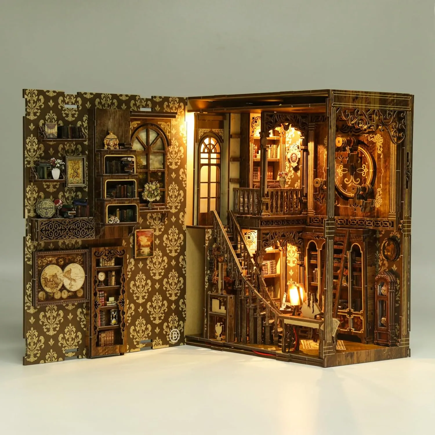 Book Nook Kit - DIY Miniature House Dollhouse Kit for Adults and Teens Booknook 3D Wooden Puzzle Creative Bookshelf Décor Decorative Bookend Antique Book Collection Room