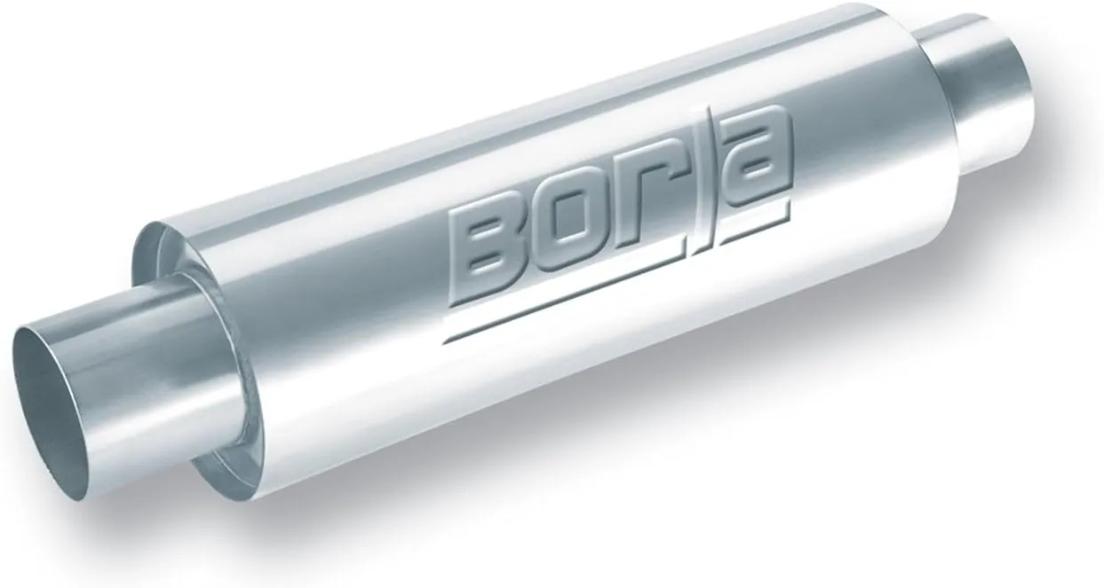 BORLA 40086 XR-1 Sportsman XR-1 Sportsman Racing Muffler - 3.5" Center Inlet/ 3.5" Center Outlet 5" Round x 15" Long Body 20" Overall Length. Universal Part. Reversible Design.