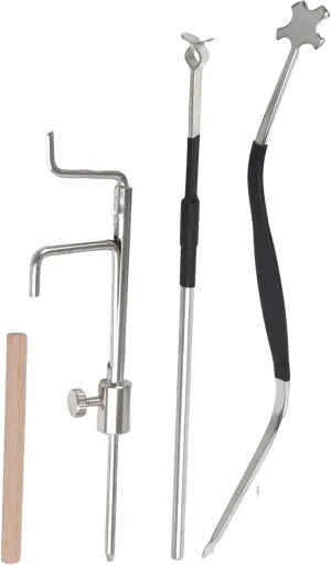 BQLZR Violin Wood Sound Post w/Setter Tool & Gauge & Retriever Clip Silver Pack of 4