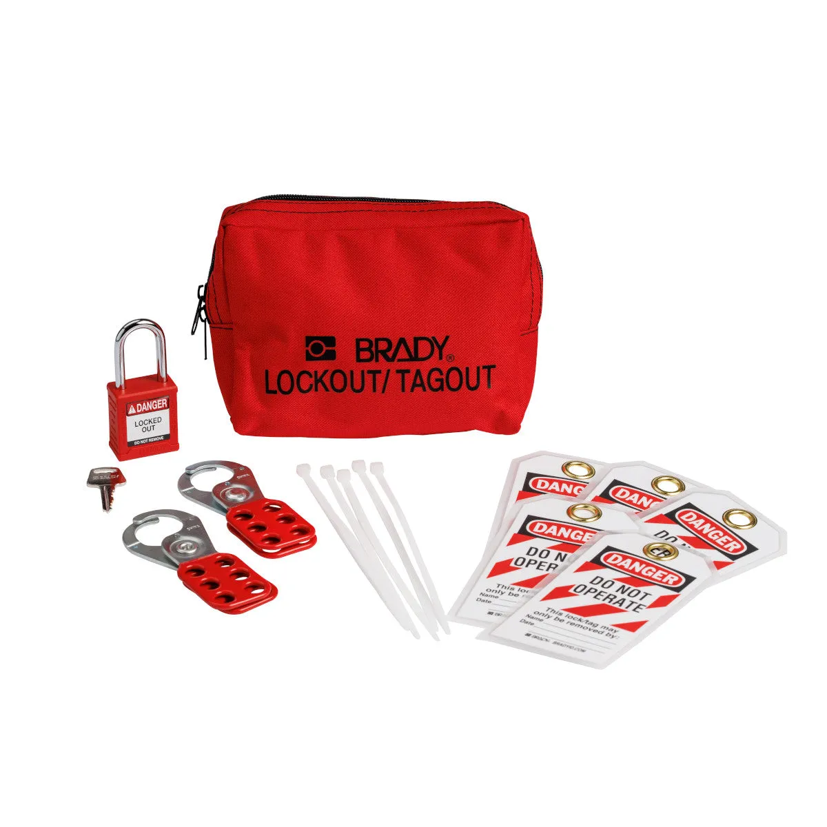 Brady Lockout Tagout Kit with Nylon Safety Padlock & Pouch - Secure, Cost-Effective Solution for Workplace Safety & Compliance