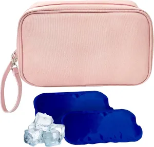 Breastmilk Cooler, Insulated, Portable, Adjustable Strap, Pink, Plaid, 335 Milliliters, Polyester, Ideal for Working, Traveling, Outings with Babies