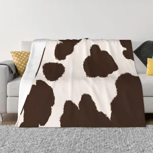 Brown Cow Hide 60"X50" Flannel Blanket - 100% Soft Polyester, Lightweight and Warm, Suitable for Families, Camping, Travel