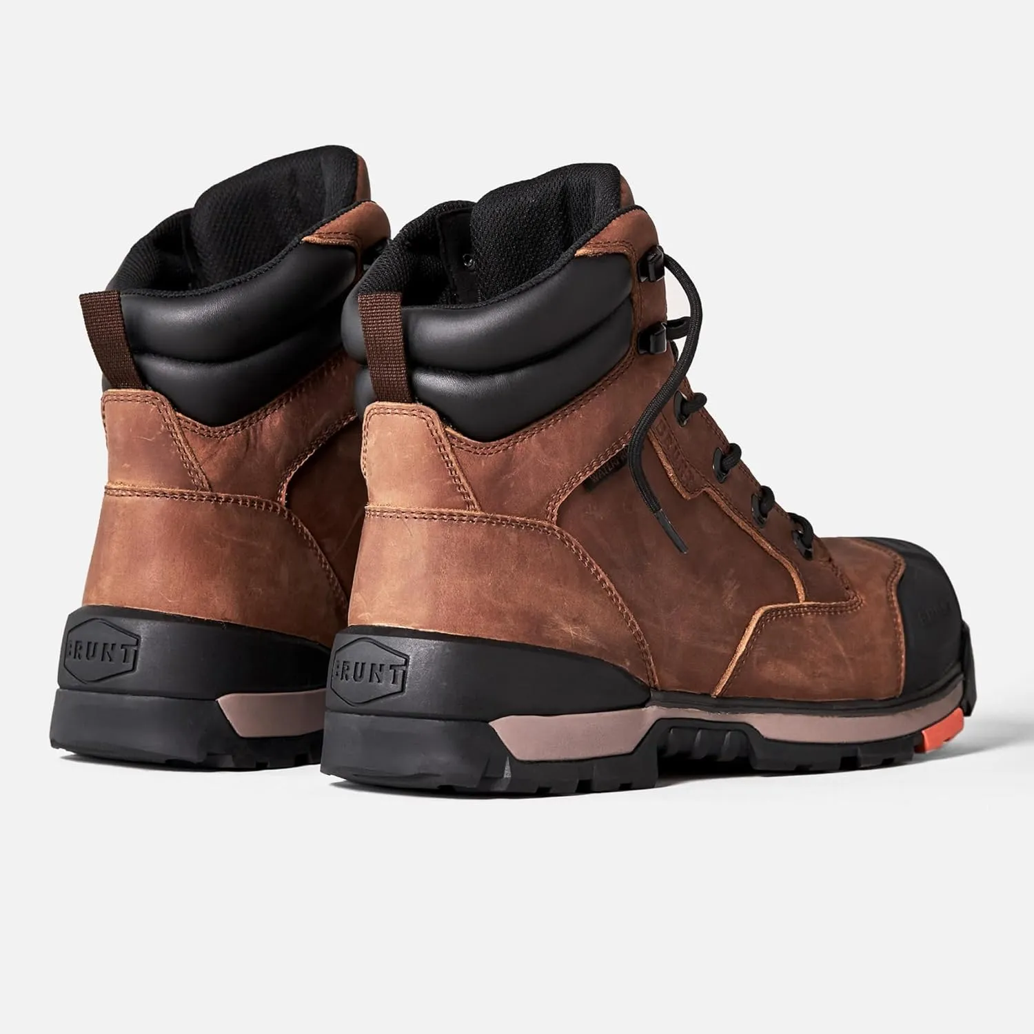 BRUNT Perkins (Comp Toe) - Brown - 6" Waterproof Durable Wedge Work Boot with Defined Heel - EH Rated - Slip   Oil Resistant - Adjustable Width System